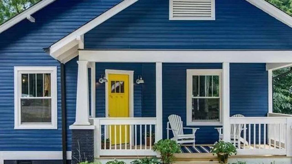 10 Inspirasi Cat Luar Rumah Warna Biru yang Sejuk & Elegan di Malaysia 5 gabungan cat luar rumah warna biru dan warna alam